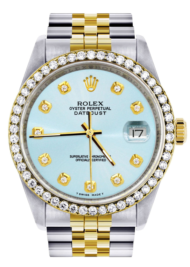 Gold Rolex Datejust Watch 16233 Two Tone for Men | 36Mm | Light Blue Dial | Jubilee Band