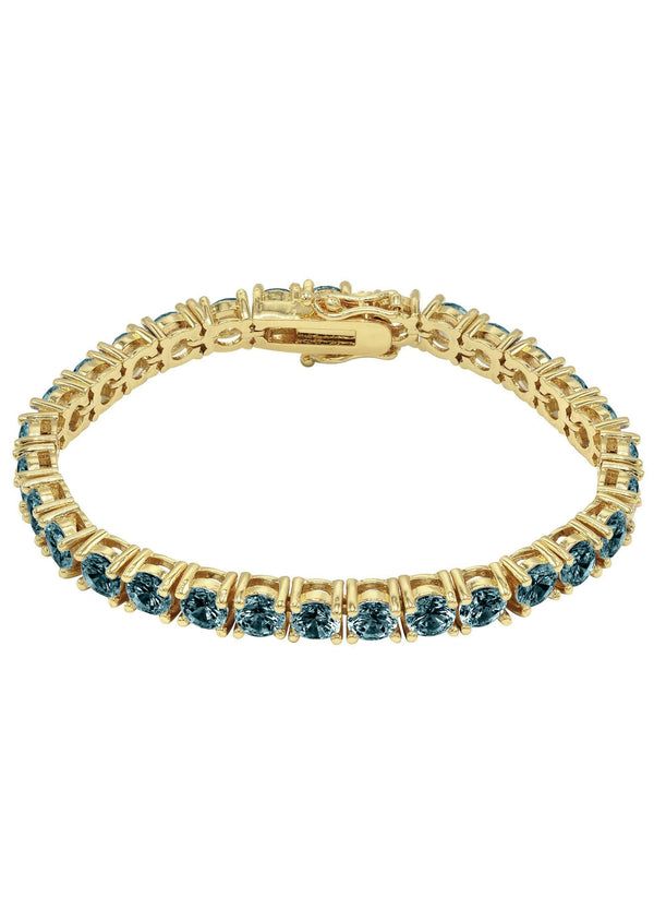 Womens Blue Diamond Gold Tennis Bracelet