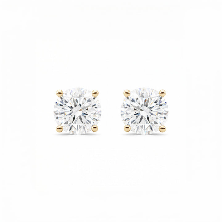 2 ctw round lab-grown diamond stud earrings in 14K yellow gold