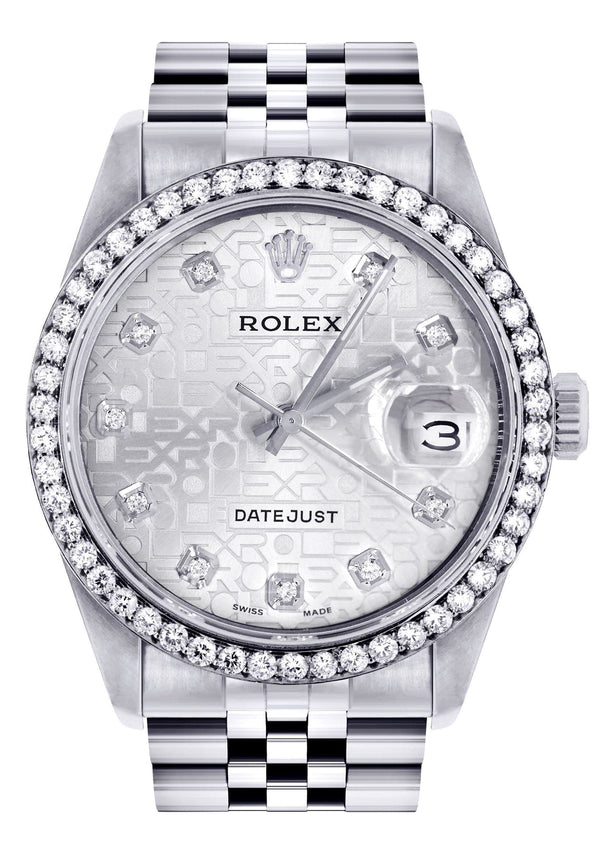 Diamond Mens Rolex Datejust Watch 16200 | 36 MM | Diamond Rolex Textured Jubilee Dial | Jubilee Band