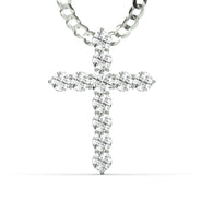 Men's VVS Lab Single Row Diamond Customizable White Gold Cross Necklace Pendant