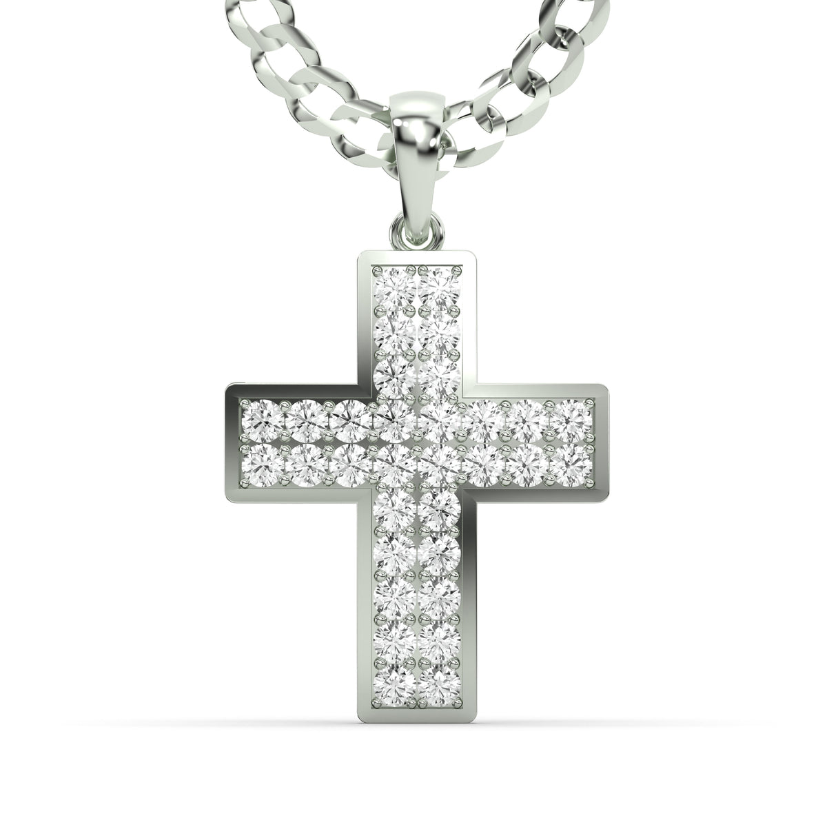 Men's VVS Lab Diamond Customizable White Gold Cross Necklace Pendant