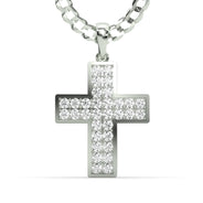 Men's VVS Lab Diamond Customizable White Gold Cross Necklace Pendant