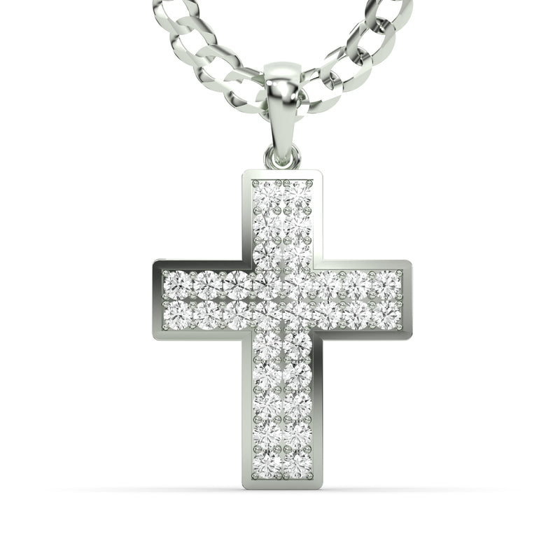 Men's VVS Lab Diamond Customizable White Gold Cross Necklace Pendant