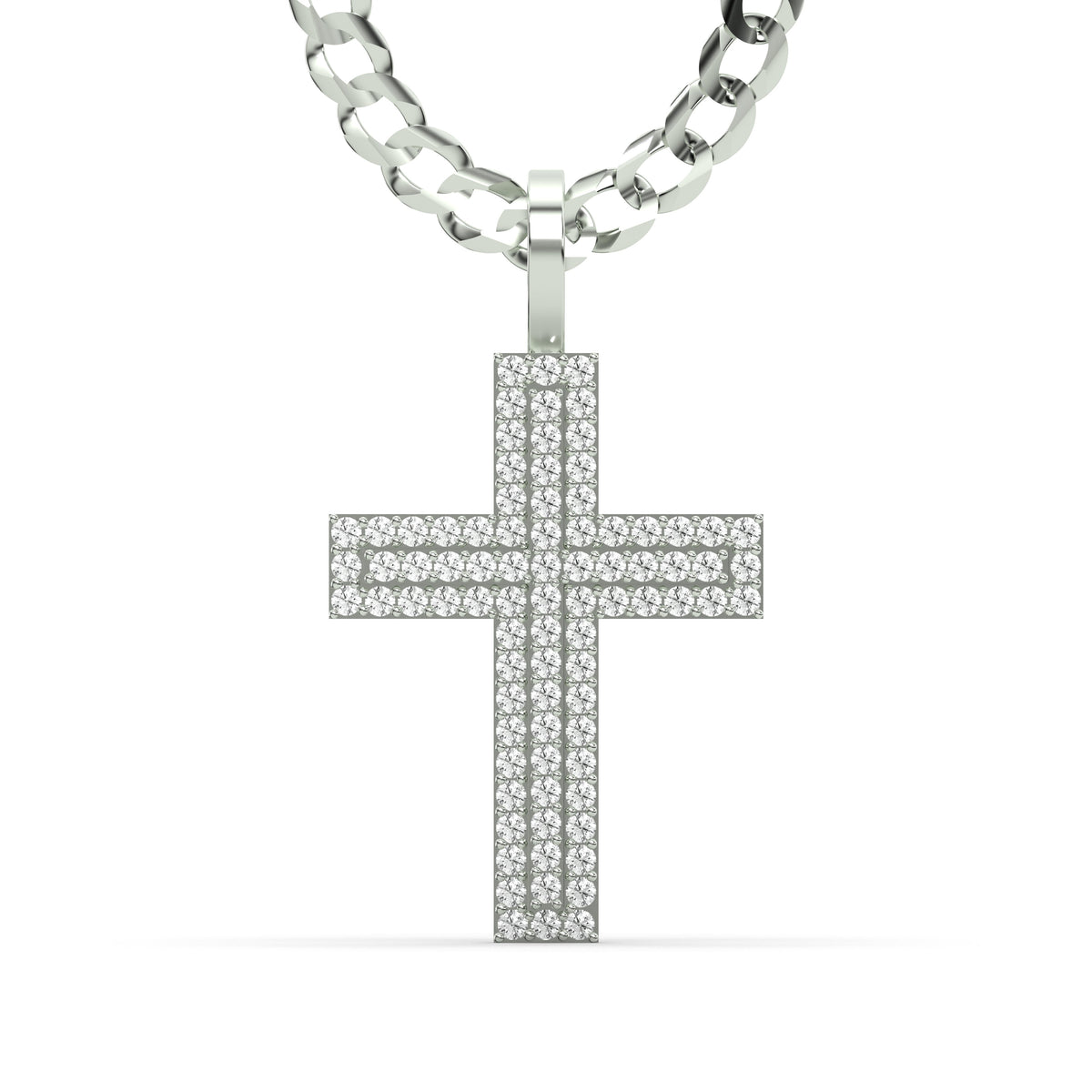 Men's VVS Lab Diamond Customizable White Gold Cross Necklace Pendant