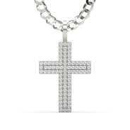 Men's VVS Lab Diamond Customizable White Gold Cross Necklace Pendant