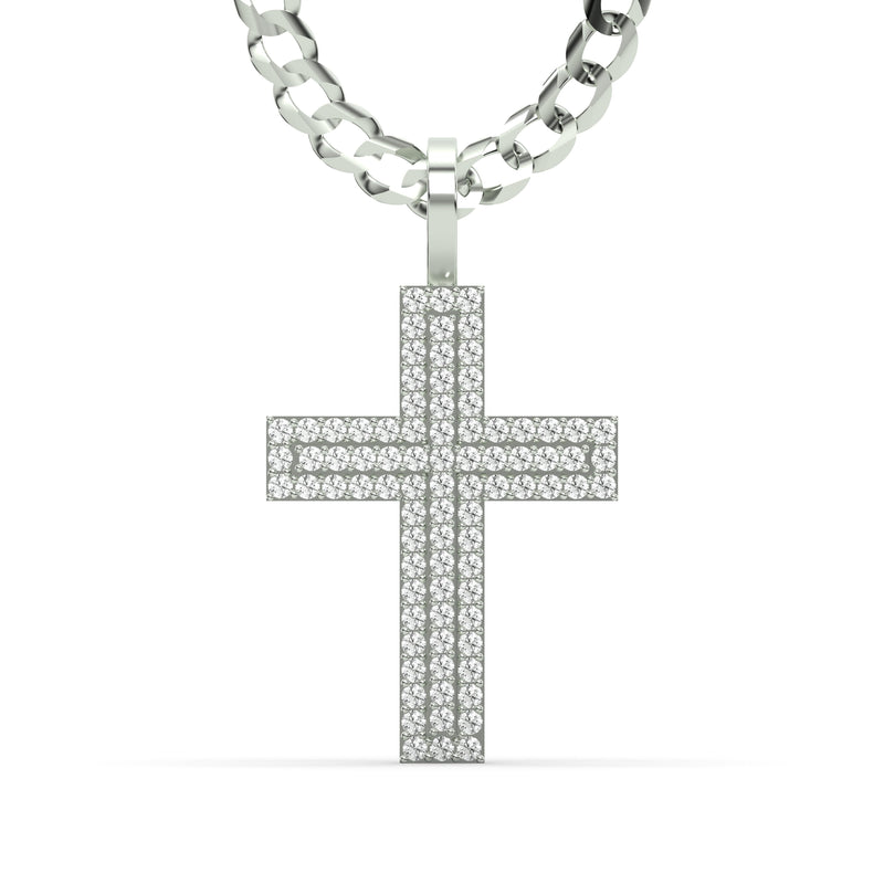 Men's VVS Lab Diamond Customizable White Gold Cross Necklace Pendant