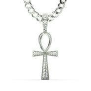 Men's VVS Lab Diamond Customizable White Gold Ankh Necklace Pendant