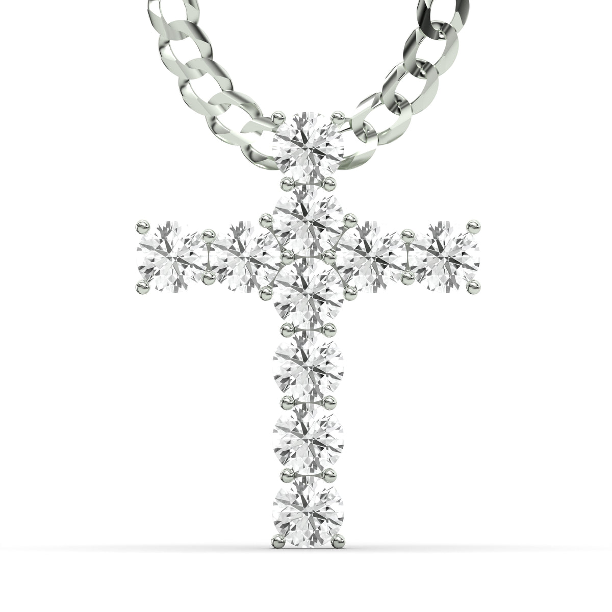 Men's VVS Lab Diamond Customizable White Gold Cross Necklace Pendant