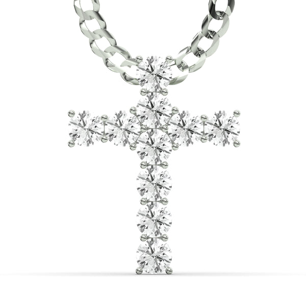 Men's VVS Lab Diamond Customizable White Gold Cross Necklace Pendant