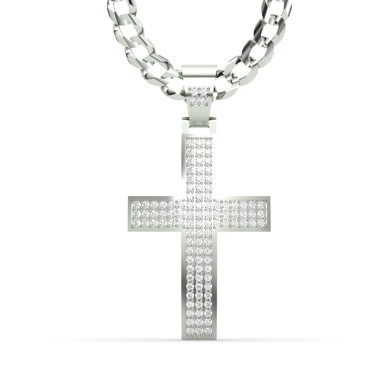 Men's VVS Lab Diamond Customizable White Gold Cross Necklace Pendant