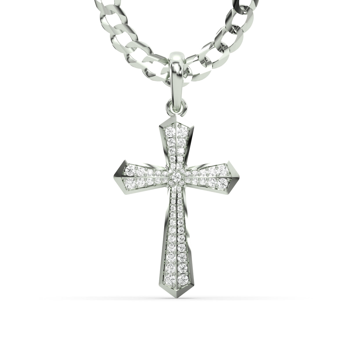 Men's VVS Lab Diamond Customizable White Gold Cross Necklace Pendant