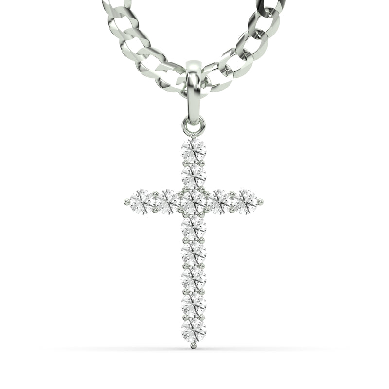 Men's VVS Lab Diamond Customizable White Gold Cross Necklace Pendant