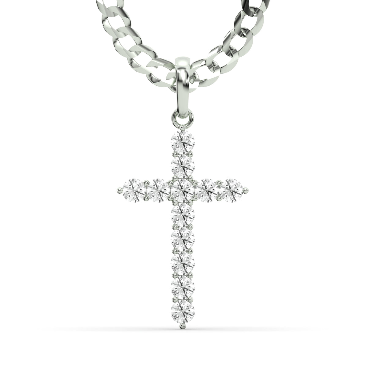 Men's VVS Lab Diamond Customizable White Gold Cross Necklace Pendant