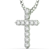 Men's VVS Lab Single Row Diamond Customizable White Gold Cross Necklace Pendant