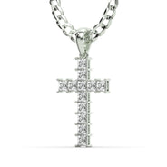 Men's VVS Princess Lab Diamond Customizable White Gold Cross Necklace Pendant