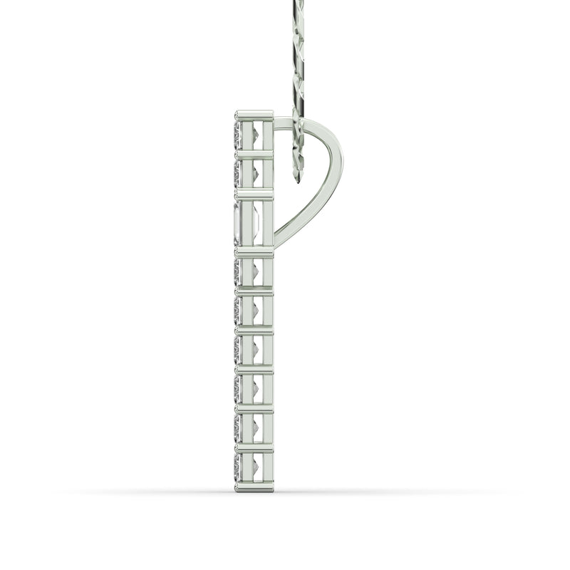 Men's Emerald Cut VVS Lab Diamond Customizable White Gold Cross Necklace Pendant