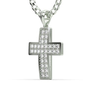 Men's VVS Lab Diamond Customizable White Gold Cross Necklace Pendant
