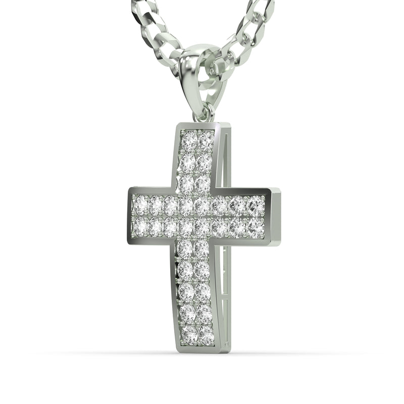 Men's VVS Lab Diamond Customizable White Gold Cross Necklace Pendant