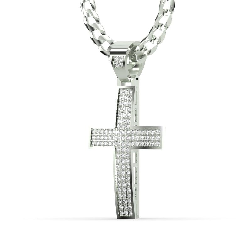 Men's VVS Lab Diamond Customizable White Gold Cross Necklace Pendant