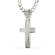 Men's VVS Lab Diamond Customizable White Gold Cross Necklace Pendant