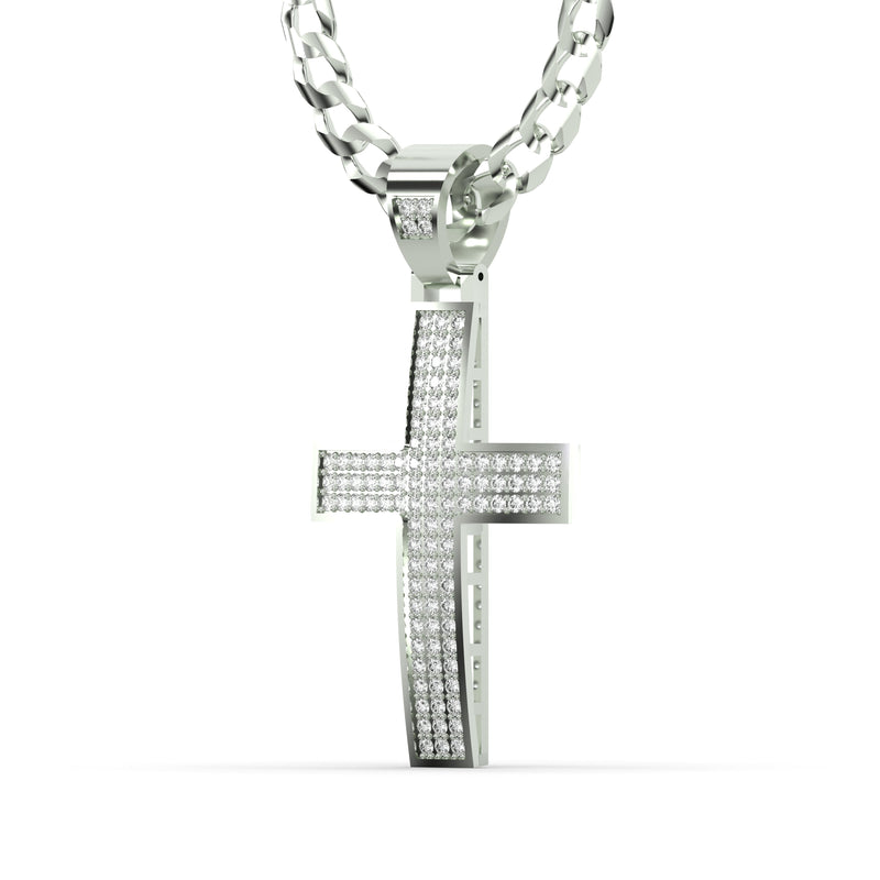 Men's VVS Lab Diamond Customizable White Gold Cross Necklace Pendant