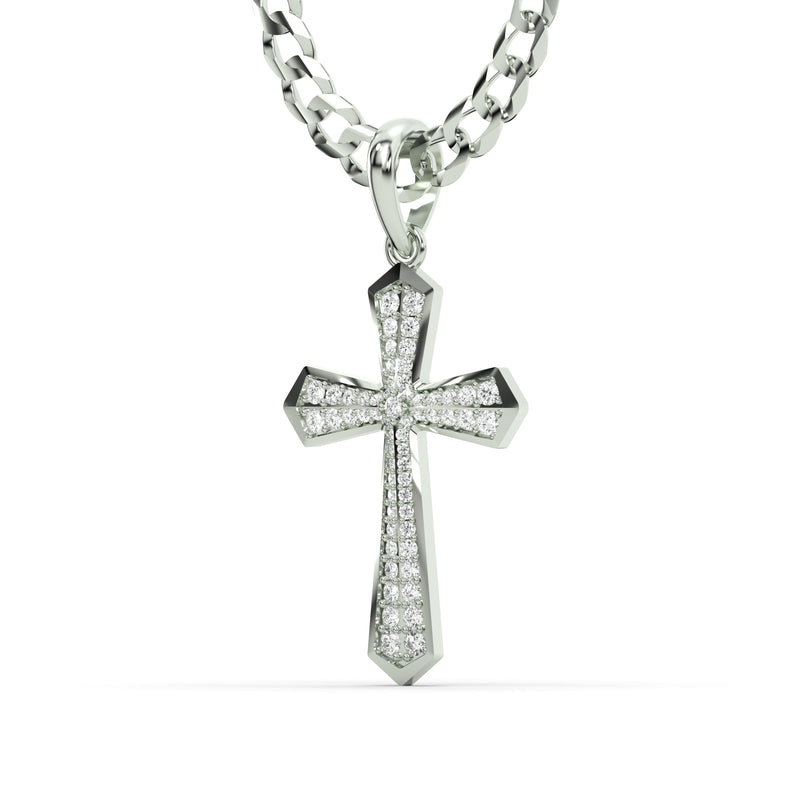 Men's VVS Lab Diamond Customizable White Gold Cross Necklace Pendant