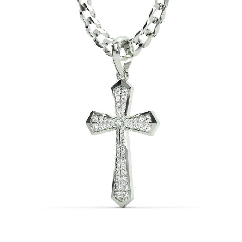 Men's VVS Lab Diamond Customizable White Gold Cross Necklace Pendant