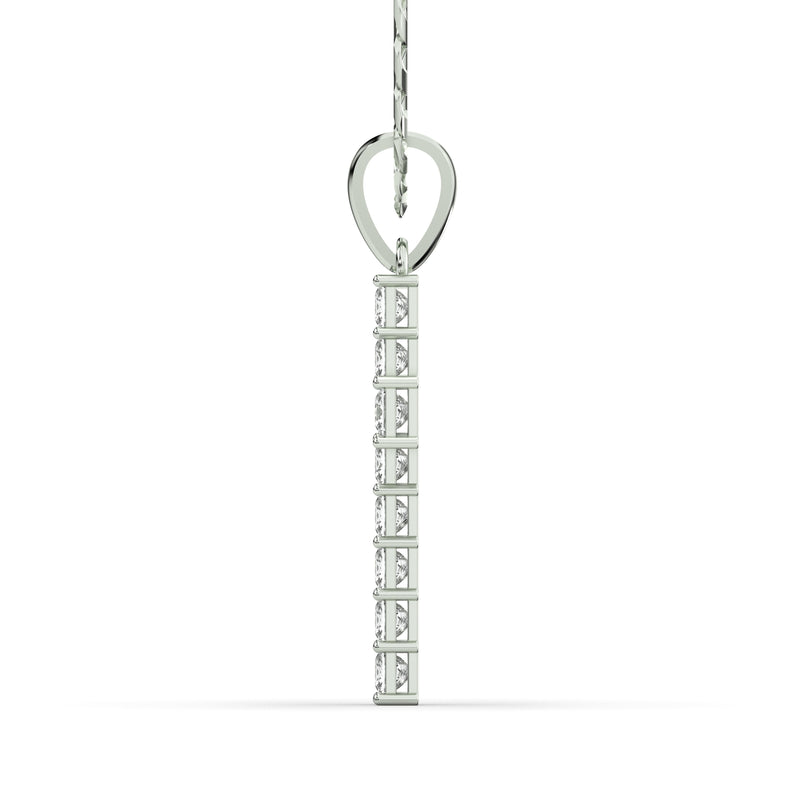 Men's VVS Princess Lab Diamond Customizable White Gold Cross Necklace Pendant