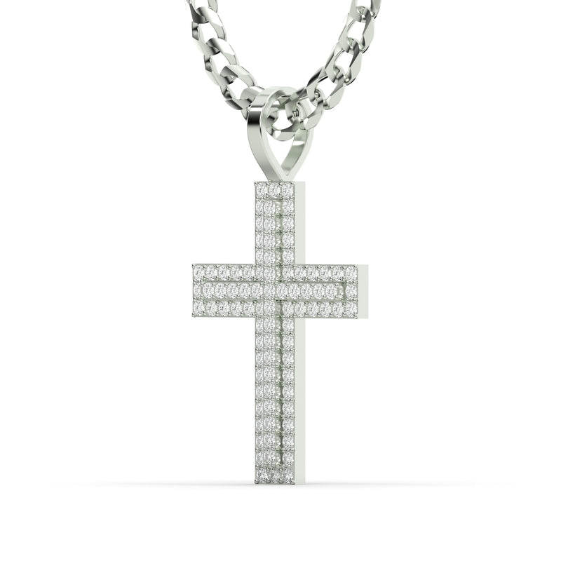 Men's VVS Lab Diamond Customizable White Gold Cross Necklace Pendant