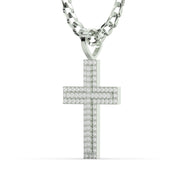 Men's VVS Lab Diamond Customizable White Gold Cross Necklace Pendant
