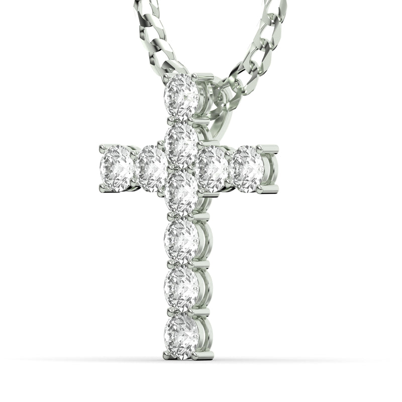 Men's VVS Lab Diamond Customizable White Gold Cross Necklace Pendant