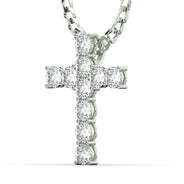 Men's VVS Lab Diamond Customizable White Gold Cross Necklace Pendant