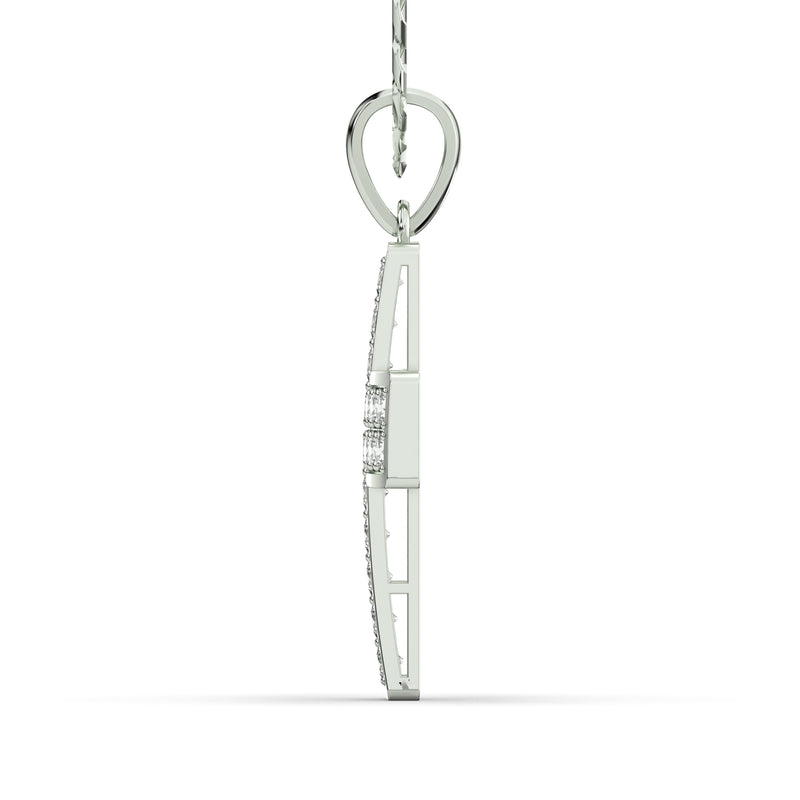Men's VVS Lab Diamond Customizable White Gold Cross Necklace Pendant