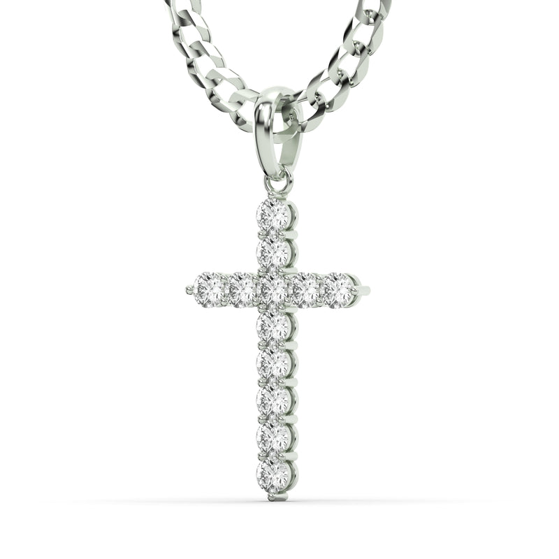 Men's VVS Lab Diamond Customizable White Gold Cross Necklace Pendant