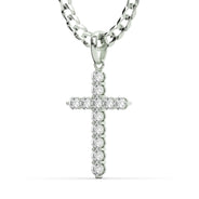 Men's VVS Lab Diamond Customizable White Gold Cross Necklace Pendant