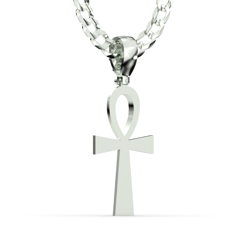 Men's VVS Lab Diamond Customizable White Gold Ankh Necklace Pendant