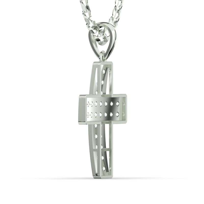 Men's VVS Lab Diamond Customizable White Gold Cross Necklace Pendant