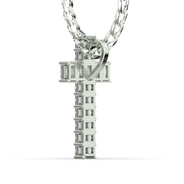 Men's Emerald Cut VVS Lab Diamond Customizable White Gold Cross Necklace Pendant
