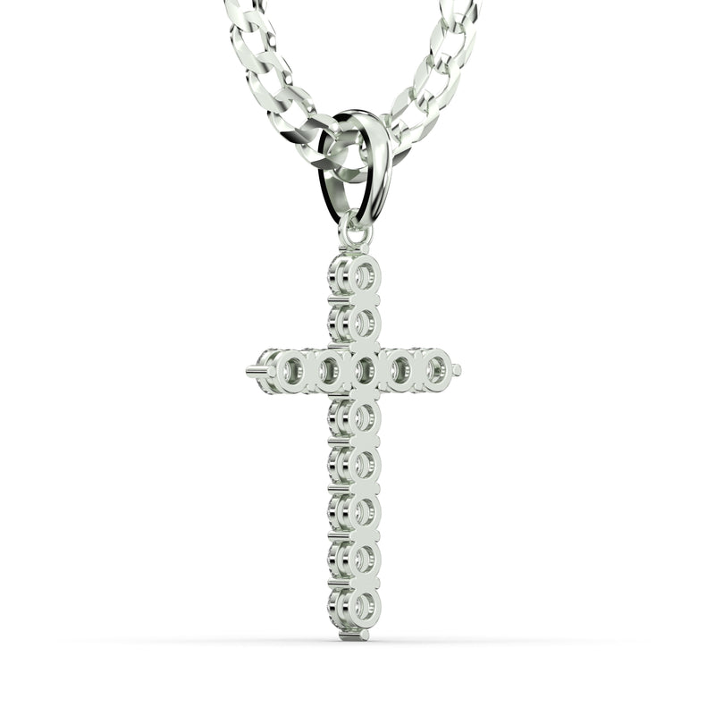 Men's VVS Lab Diamond Customizable White Gold Cross Necklace Pendant
