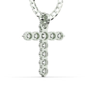 Men's VVS Lab Single Row Diamond Customizable White Gold Cross Necklace Pendant