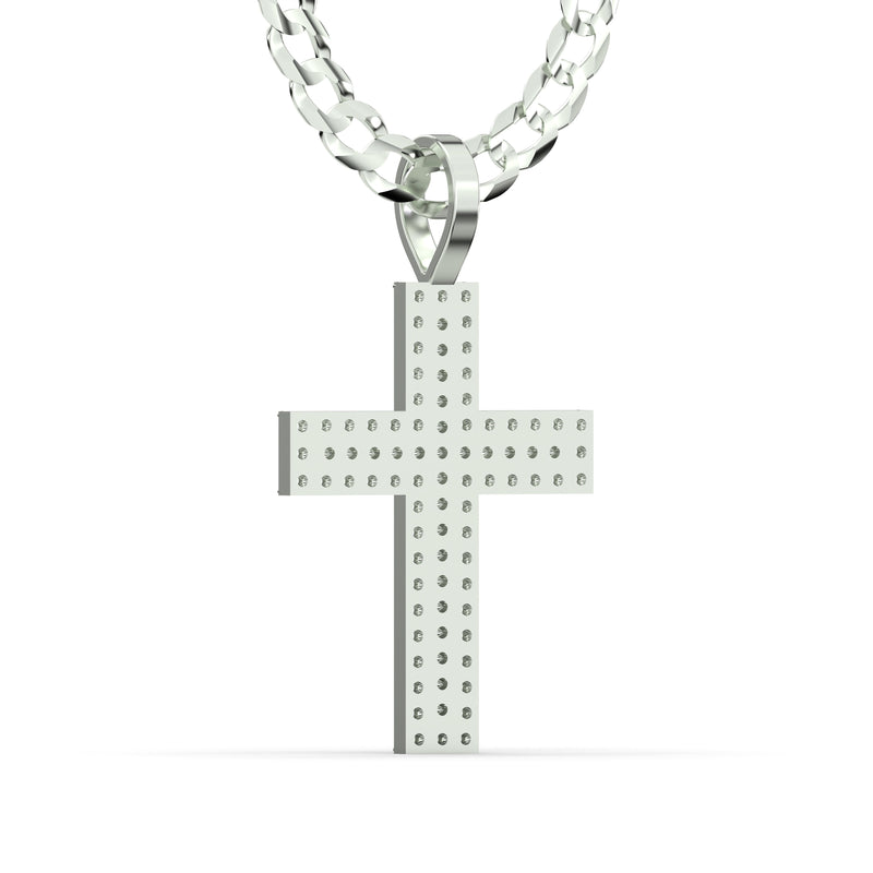 Men's VVS Lab Diamond Customizable White Gold Cross Necklace Pendant