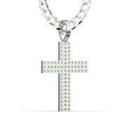 Men's VVS Lab Diamond Customizable White Gold Cross Necklace Pendant