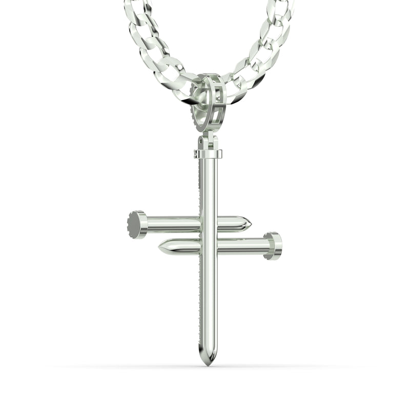 Men's VVS Lab Diamond Customizable White Nail Gold Cross Necklace Pendant