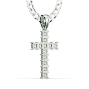 Men's VVS Princess Lab Diamond Customizable White Gold Cross Necklace Pendant