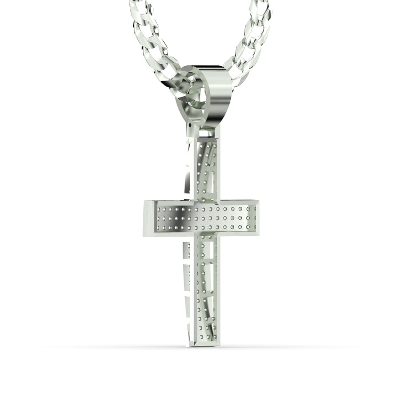 Men's VVS Lab Diamond Customizable White Gold Cross Necklace Pendant