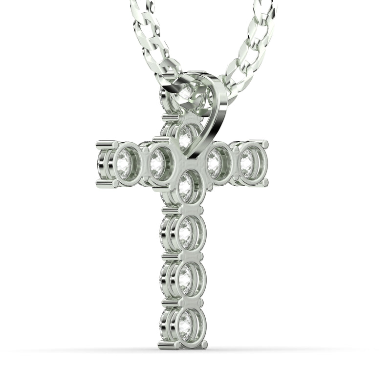 Men's VVS Lab Diamond Customizable White Gold Cross Necklace Pendant