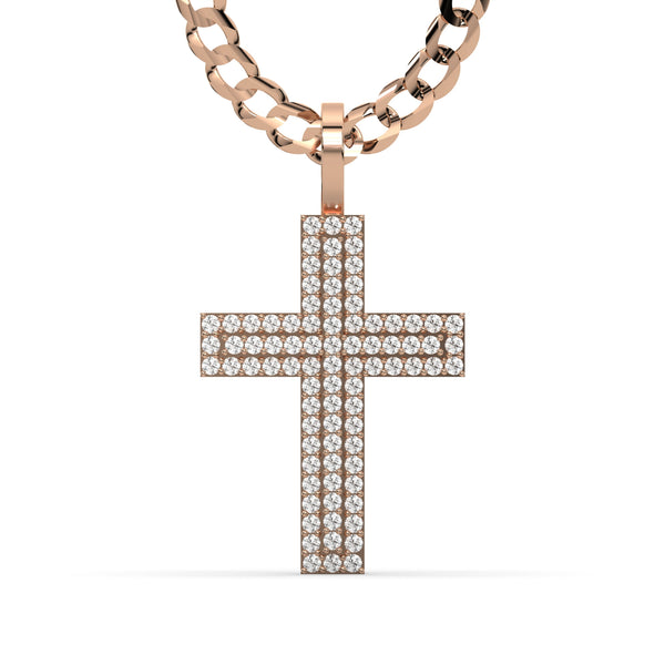 Men's VVS Lab Diamond Customizable Rose Gold Cross Necklace Pendant