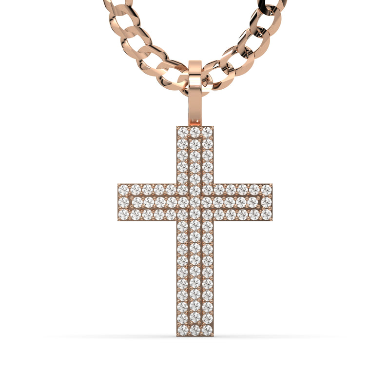 Men's VVS Lab Diamond Customizable Rose Gold Cross Necklace Pendant