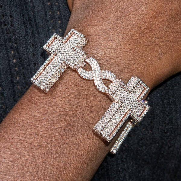 High End Jewelry - Iced Out Diamond Cross Bracelet
